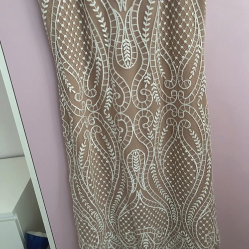 Dk Fragoulis elegant mermaid dress, size 44, white beige
