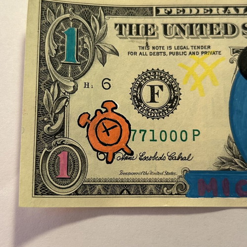 American 1 Dollar Drawing Mickey Mouse Acrylic New