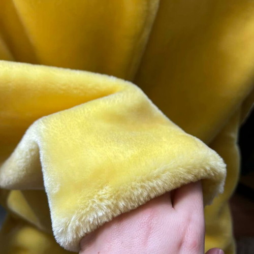 Yellow faux fur coat new, statement jacket