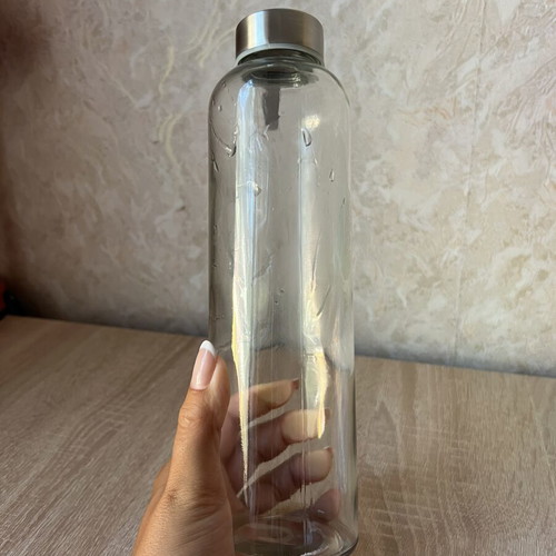 Glass bottle with thermo cover like new