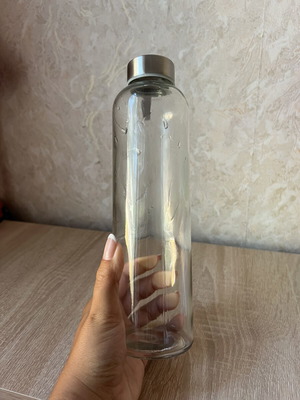 Glass bottle with thermo cover like new