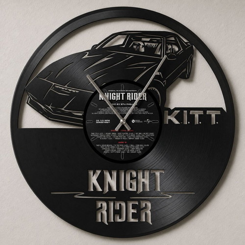 Wall clock made from vinyl record KITT - Knight Rider
