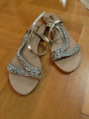 Sfera collection women's sandals No 40 used with gold details
