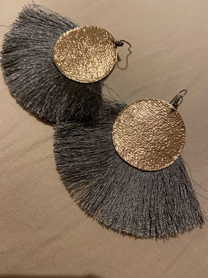 Handmade earrings new, gold with gray