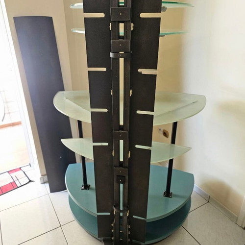 TV furniture used, handmade with adjustable glass surfaces
