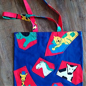 Υφασμάτινη Tσάντα ώμου/χειρός (tote bag) "Happy Animals"