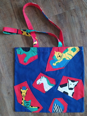 Χειροποίητη Tote Bag Ώμου "Happy Animals" Καινούργια