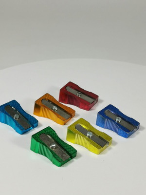 Set of 6 vintage metal pencil sharpeners made in Germany used, multicolor