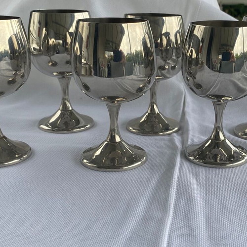 Set of 6 silver-plated Effepi aperitif glasses like new, Italian