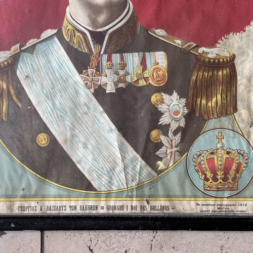 Historical 1912 Chromolithograph of King George I and Queen Olga used