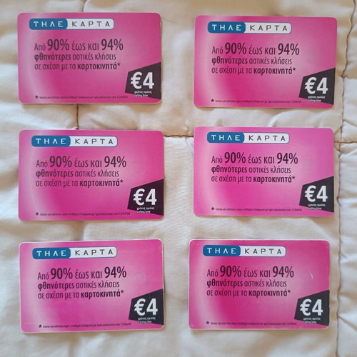 Phone cards like new, pack of 6 with extra talk time