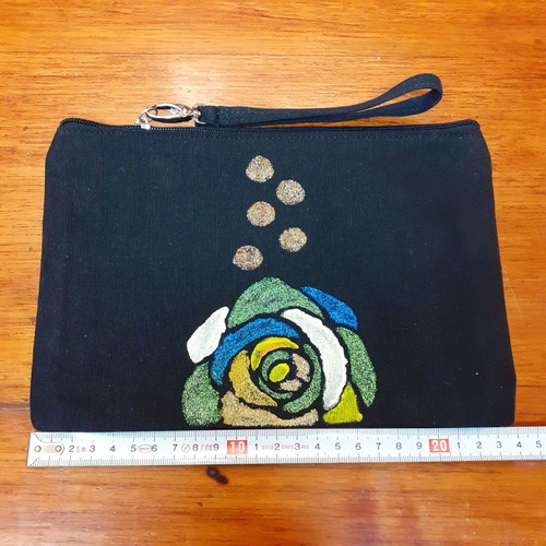 Fabric toiletry bag with rose new, cotton with glitter