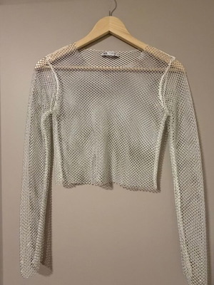 Zara crop top with stones like new, white and silver, size S