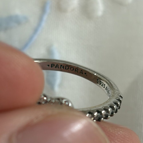 Pandora ring with raised heart, size 54, silver