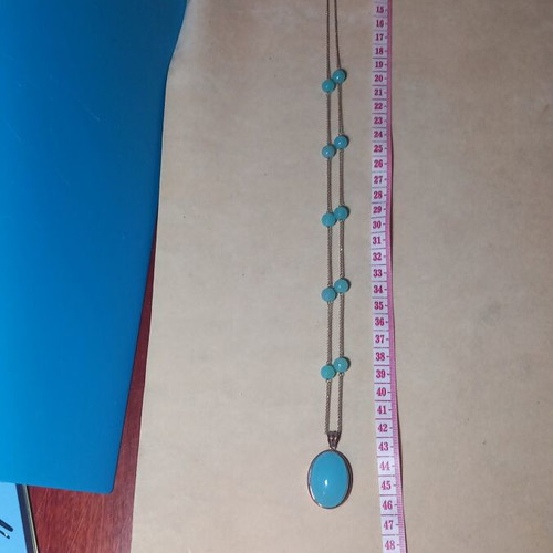 Oxette Long Silver Necklace 84cm with Amazonite Stones new