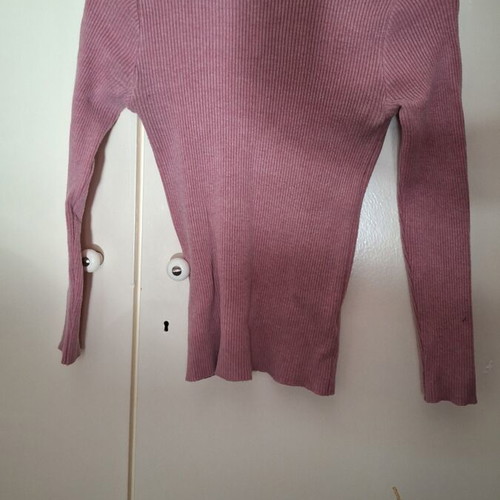 Ribbed pink blouse with high neck used, size S