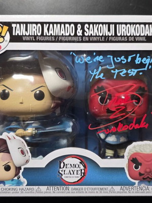 Funko Pop Tanjiro & Sankoji 2pack like new with signature