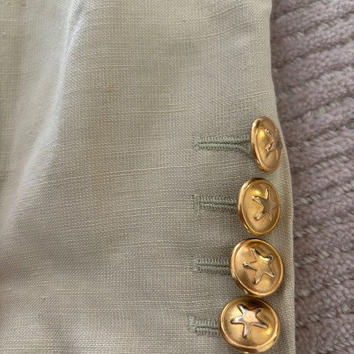 LAURÉL vintage 80s summer linen blazer used, green