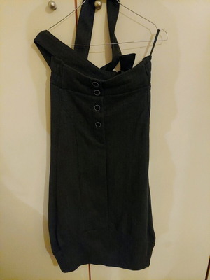 Attrattivo dress like new, high-waisted, black and grey