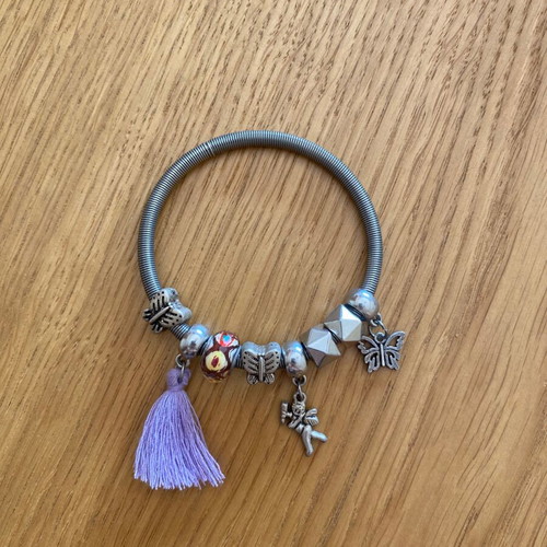 Silver necklace with charms