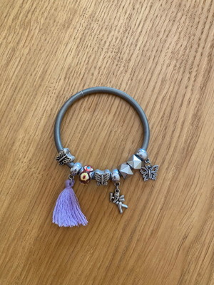 Silver necklace with charms