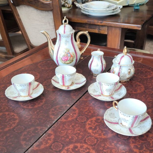 Vintage porcelain coffee set with gilding, 11 pieces, 1960s-70s