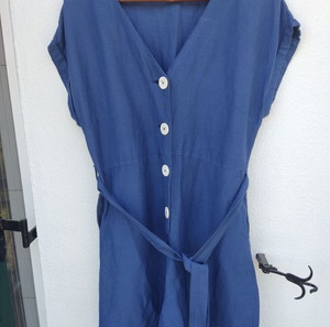 Mango λινό ολόσωμο σορτς βερμούδα playsuit jumpsuit μπλέ Large