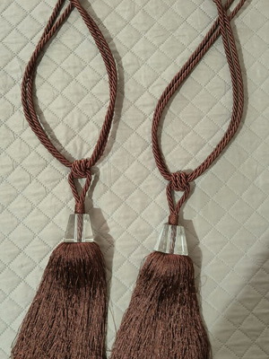 Curtain tiebacks new, brown with transparent stone
