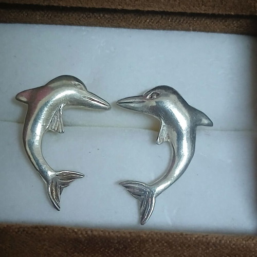 Silver dolphin earrings 2.5 cm, new, 925 silver