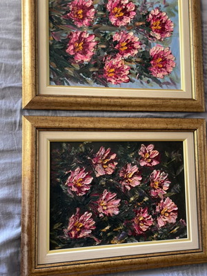 Two handmade flower paintings