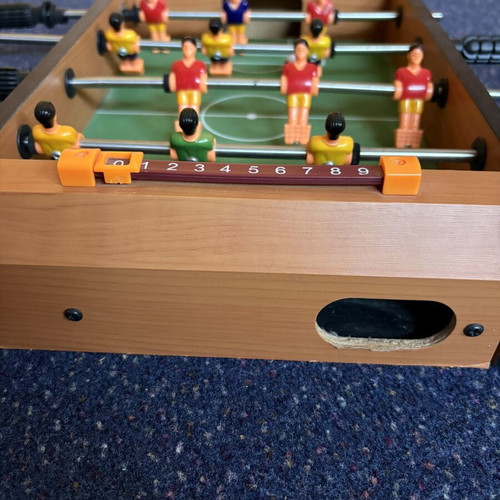 Wooden Foosball Table used with 4 Rows of Players and Score Counter
