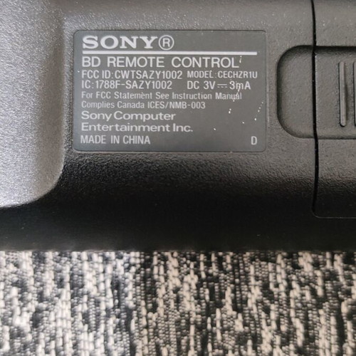 Sony PlayStation 3 Blu-ray Disc remote control CECHZR1U