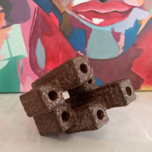 Modern ceramic candlestick 6 holders like new, brown cubic style