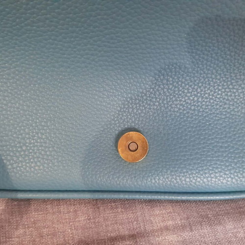 Leather crossbody bag new, petrol color with fabric strap