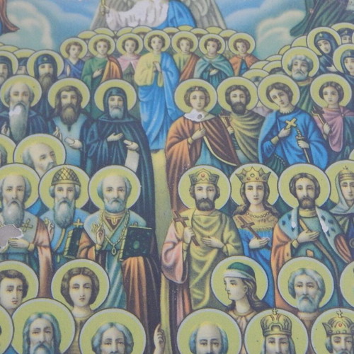 The Holy Saints old lithograph used in frame with glass