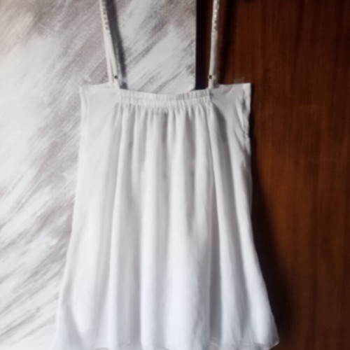 Bershka Long White Tunic with Sequins and Beads, Like New, Size M
