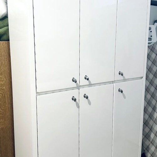 White six-door wardrobe with glossy finish new