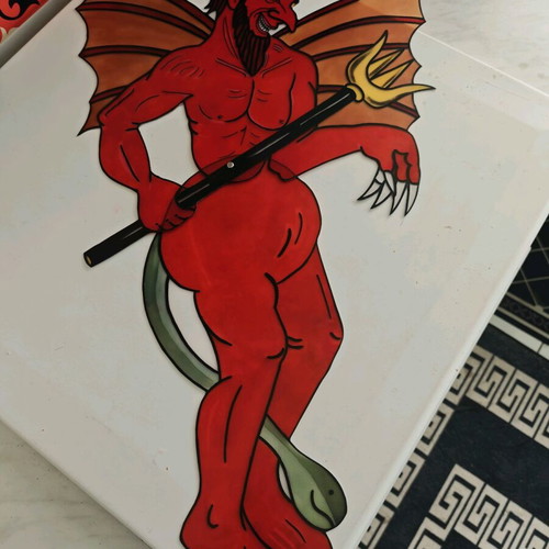 Karagiozis Kostis Devil Shadow Theatre Figure, plastic, 75 cm