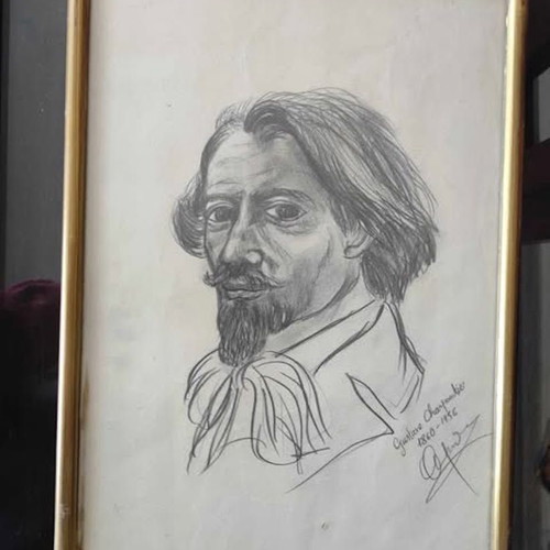 Drawn paintings used, 3 sketches of great composers Gustave Charpentier, Nikolai Rimsky-Korsakov, Felix Mendelssohn