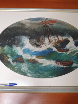 1931 oil painting used, signed by M. Konstantaras