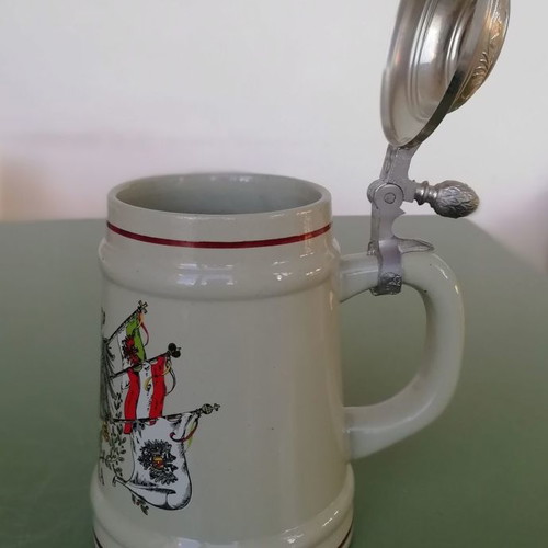 Ceramic beer mug Austria new with metal lid