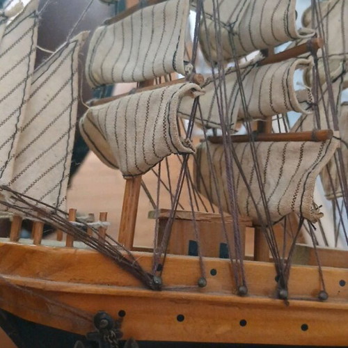 Handmade wooden ship model like new