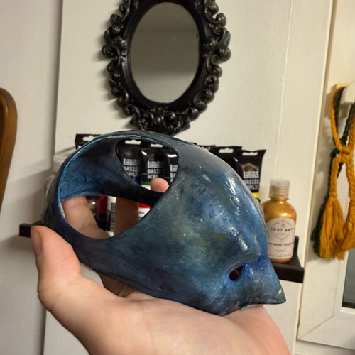Galaxy Handmade Mask with Airbrush Art and Liquid Glass like new