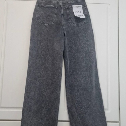 Grey jeans with crooked button, wide leg, size Medium