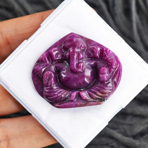 Ruby 100% natural 72.00 cts carved god Ganesha