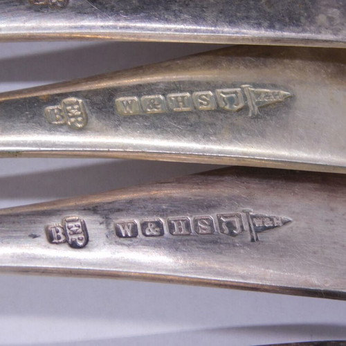 Walker & Hall Sheffield silver plated forks set of 6 with monogram