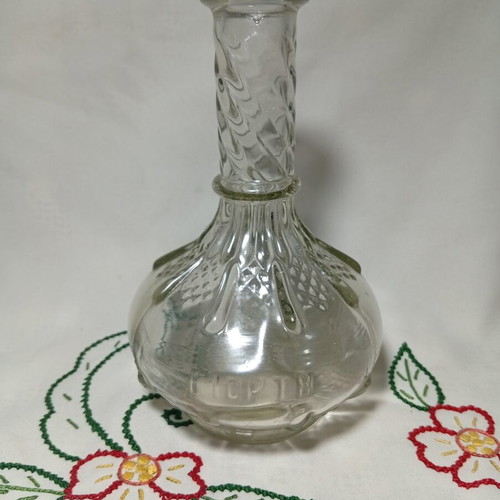Vintage glass carafe used from Wine Festival, 60s-70s