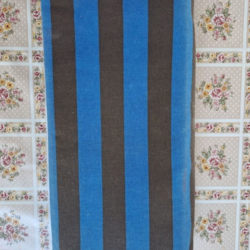 Large striped clutch bag used, blue and brown