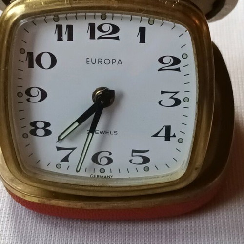 Europa travel alarm clock used, analog tabletop