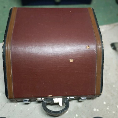 Accordion piano type with red pearlescent lid in case